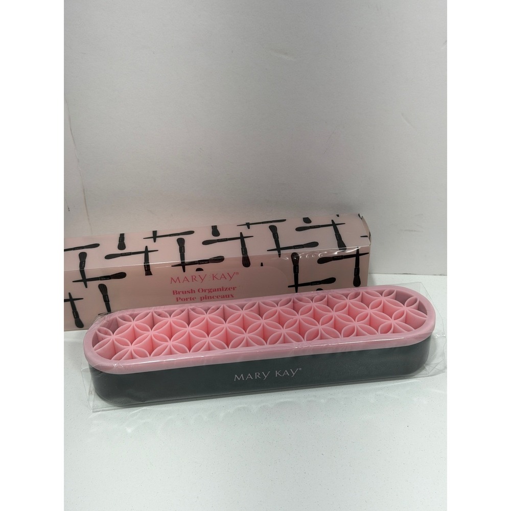 Mary Kay Brush Organizer Pink Silicone Lattice Makeup Tool Holder Black Base NEW